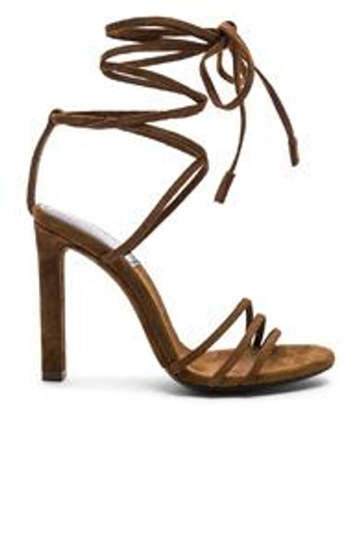 Shop Saint Laurent Suede Kate Strappy Sandals In Brown In Caramel