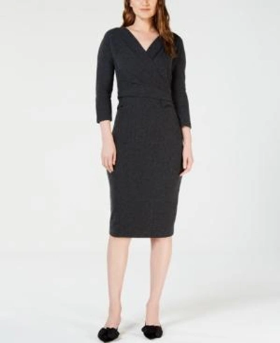 Shop Weekend Max Mara Giglio Surplice-neck Sheath Dress In Dark Grey