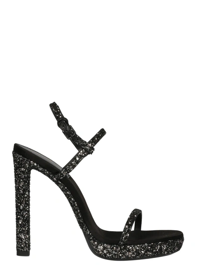 Shop Saint Laurent Glitter Sandals In 1034