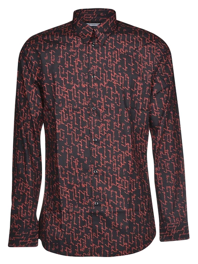 Shop Givenchy Signature Print Shirt In Black/red