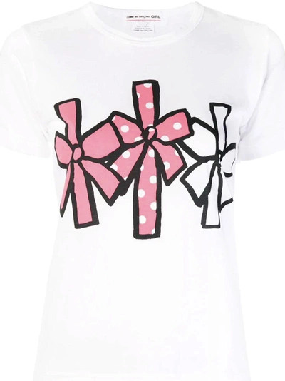 Shop Comme Des Garcons Girl Bow Printed T-shirt In White