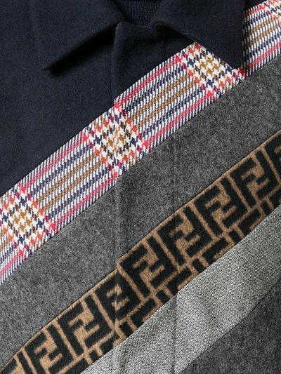 Shop Fendi Panelled Stripe Coat - Grey