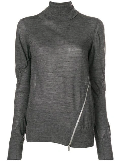 Shop Sacai Zip Detail Sweater - Grey
