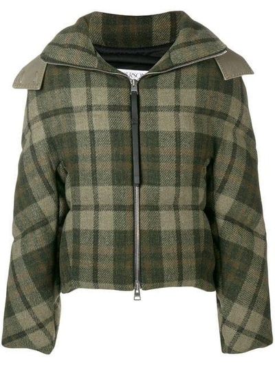 Shop Jw Anderson Checkered Padded Jacket - Green