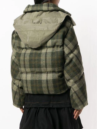 Shop Jw Anderson Checkered Padded Jacket - Green