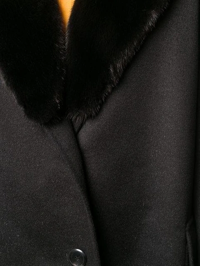 Shop Prada Fur Trimmed Lapel Coat - Black
