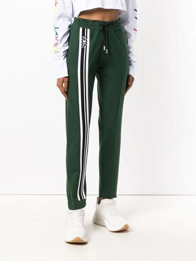 Shop Gcds Logo Stripe Sports Trousers In Green