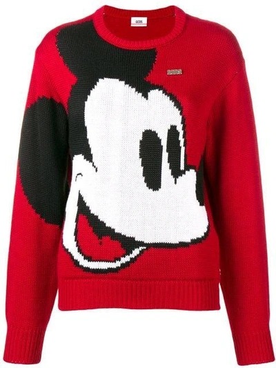 Shop Gcds X Disney Mickey Mouse Knit Sweater In 03 Red