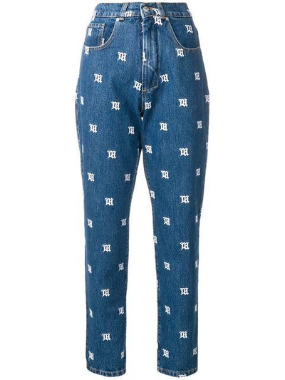 Shop Misbhv Monogram Straight-leg Jeans - Blue