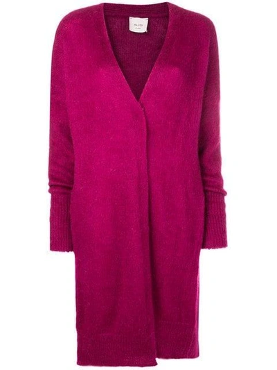 Shop Alysi Long Fitted Cardigan In Pink