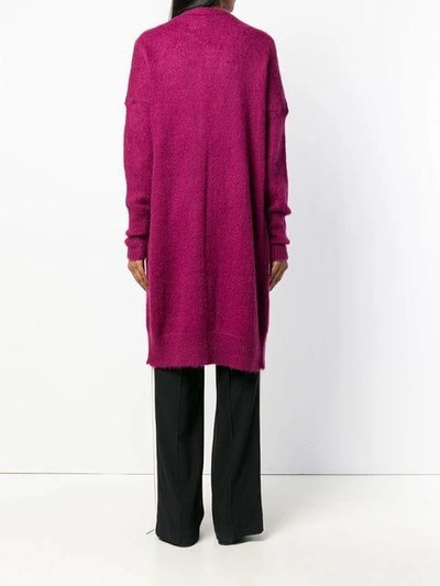 Shop Alysi Long Fitted Cardigan In Pink