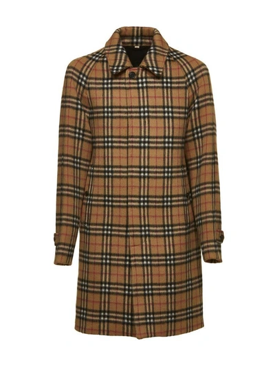 Shop Burberry Vintage Checked Coat In Brown