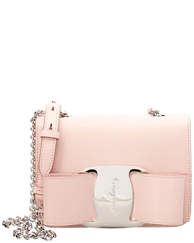 Shop Ferragamo Mini Vara Leather Shoulder Bag In Pink