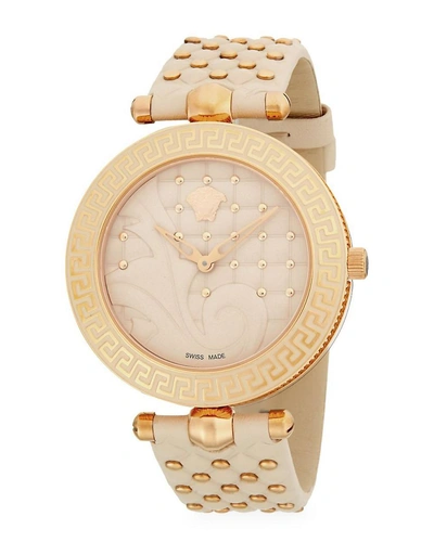 Shop Versace Stainless Steel Analog Leather In Nocolor