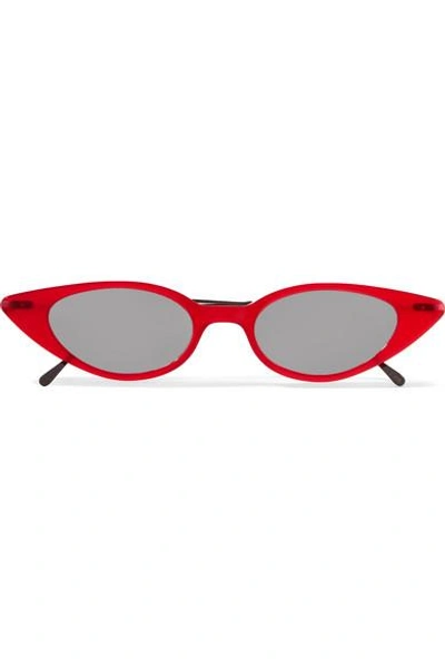 Shop Illesteva Marianne Cat-eye Acetate And Gunmetal-tone Sunglasses In Red