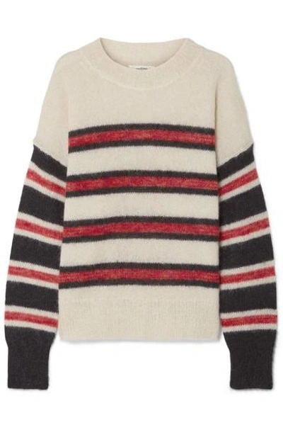 Shop Isabel Marant Étoile Russell Striped Mohair-blend Sweater In Ecru