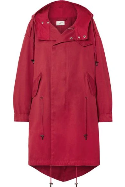 Shop Isabel Marant Étoile Duffy Oversized Hooded Cotton-canvas Coat In Red