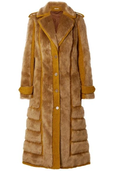 Shop Acne Studios Faux Fur-trimmed Bouclé Coat In Saffron