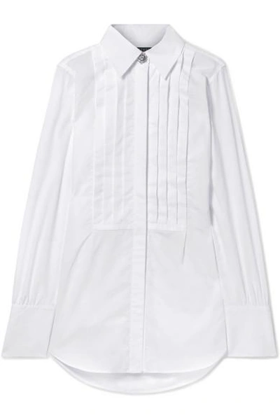 Shop Alexa Chung Oversized Cotton-poplin Shirt In White
