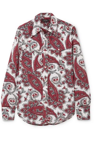 Shop Isabel Marant Tania Printed Crepe De Chine Shirt In Red