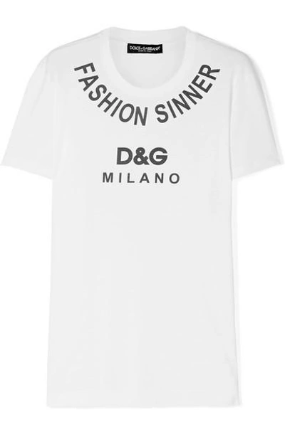 Shop Dolce & Gabbana Printed Cotton-jersey T-shirt In White
