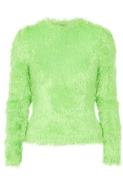 Shop Balenciaga Faux Fur Sweater In Light Green