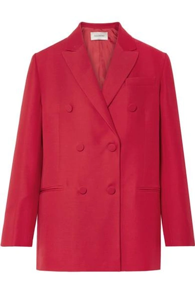 Shop Valentino Oversized Silk And Wool-blend Crepe Blazer In Red