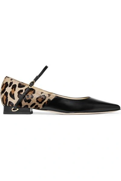 Shop Jennifer Chamandi Lorenzo Leopard-print Calf Hair And Leather Point-toe Flats In Leopard Print