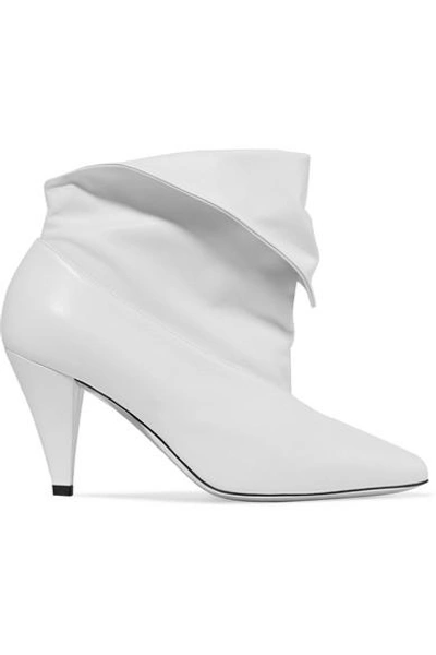 Shop Givenchy Fold-over Leather Ankle Boots In White