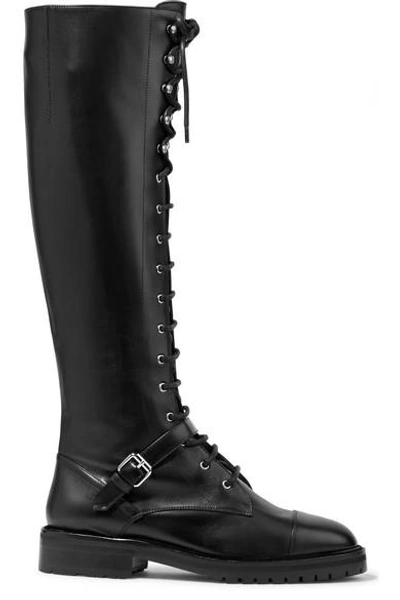 Shop Tabitha Simmons Alfri Lace-up Leather Knee Boots In Black