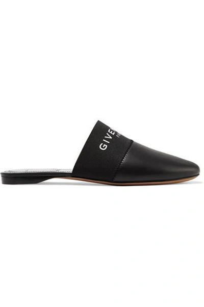 Shop Givenchy Bedford Logo-print Leather Slippers In Black