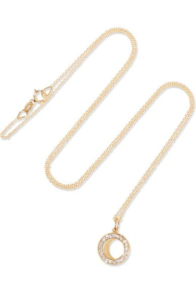 Shop Andrea Fohrman Waning Gibbous Moon 18-karat Gold Diamond Necklace