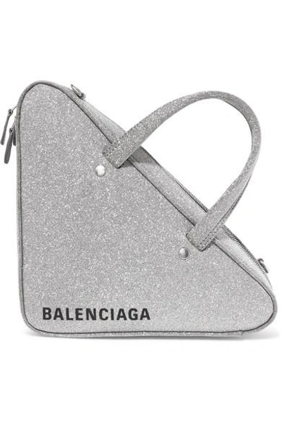 Balenciaga Triangle Duffle Xs Glittered Tote In Silver | ModeSens