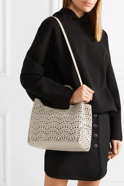 Shop Alaïa Small Laser-cut Leather Tote