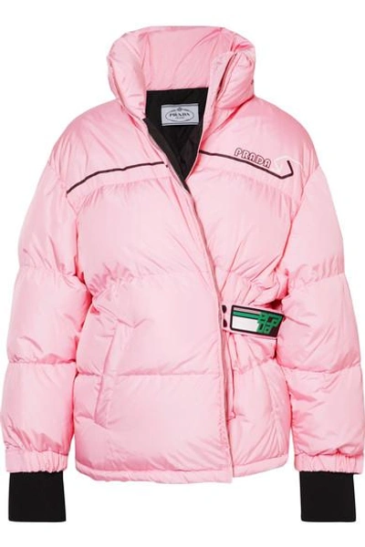 Shop Prada Printed Quilted Shell Down Jacket In Pink