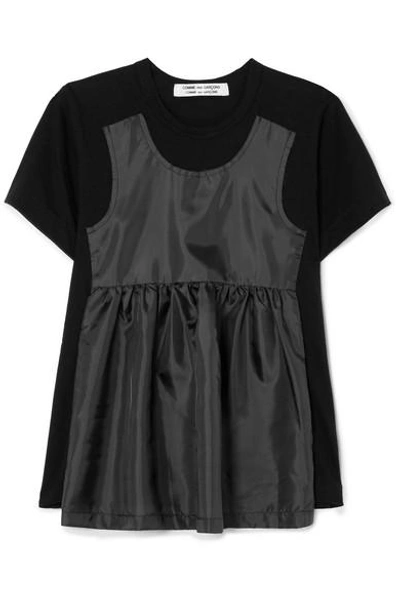 Shop Comme Des Garçons Comme Des Garçons Taffeta-paneled Cotton-jersey T-shirt In Black