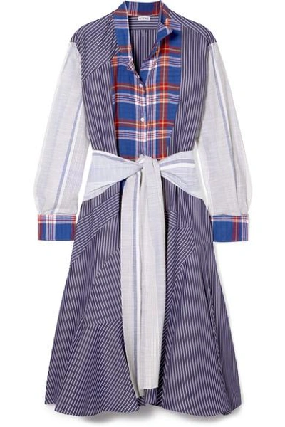 Shop Loewe Tie-front Patchwork Cotton Midi Dress