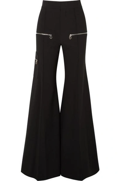 Shop Chloé Stretch-wool Flared Pants In Black