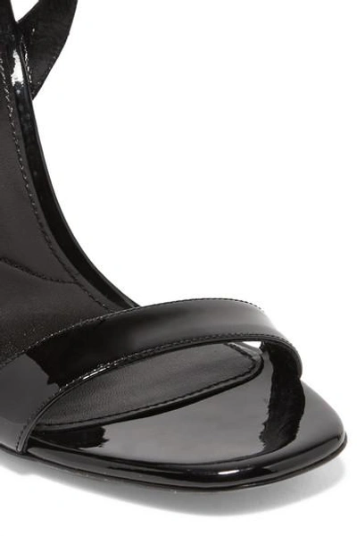 Shop Prada 110 Patent-leather Wedge Sandals In Black
