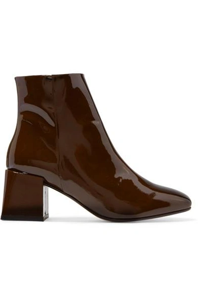 Shop Loq Lazaro Patent-leather Ankle Boots In Brown