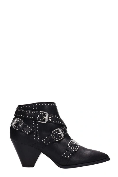 Shop Janet & Janet Studded Black Leather Ankle Boots