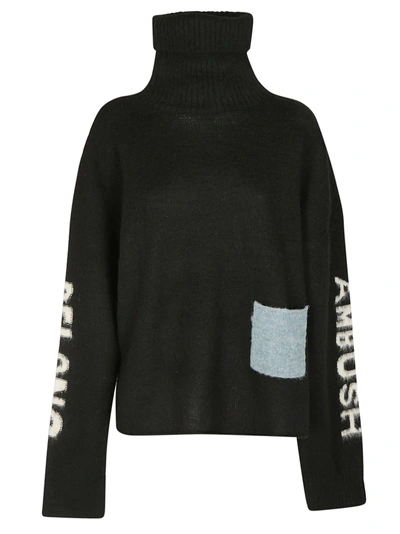 Shop Ambush Logo Intarsia Knit Sweater In Black