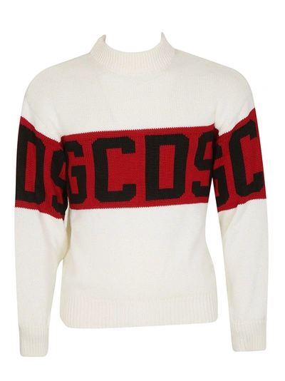 Shop Gcds Knitted Logo Sweater In White