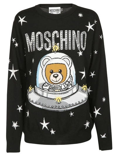 Shop Moschino Teddy Logo Sweater In Black