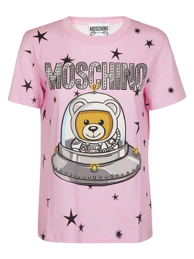 Shop Moschino Space Teddy Print T-shirt In Pink
