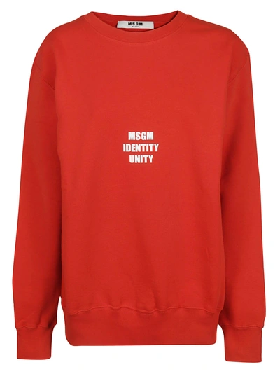 Shop Msgm Printed Sweatshirt In Rosso