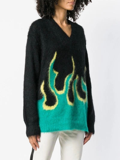 Shop Prada Flame Knit Jumper - Black