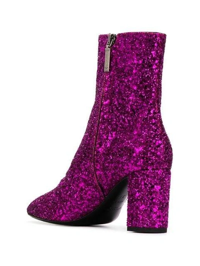 Shop Saint Laurent Glitter Ankle Boots In Pink