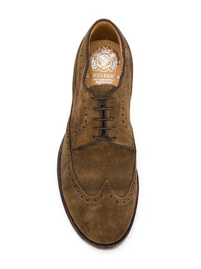 Shop Alberto Fasciani Classic Suede Brogues In Neutrals