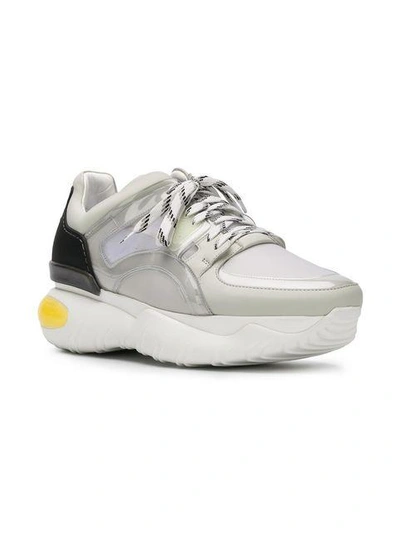 Shop Fendi Transparent Detail Sneakers In Grey